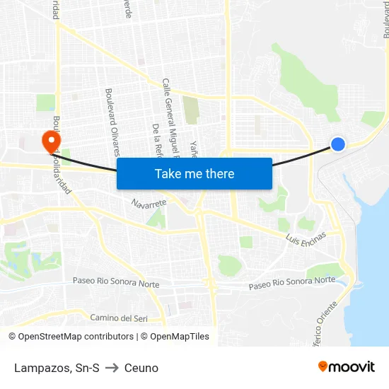 Lampazos, Sn-S to Ceuno map