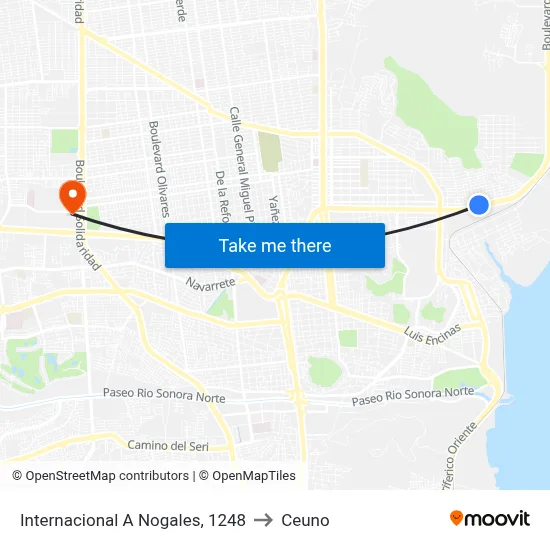 Internacional A Nogales, 1248 to Ceuno map