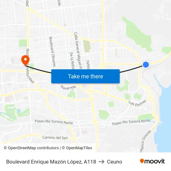 Boulevard Enrique Mazón López, A118 to Ceuno map