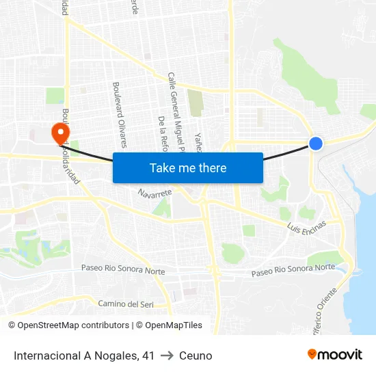 Internacional A Nogales, 41 to Ceuno map