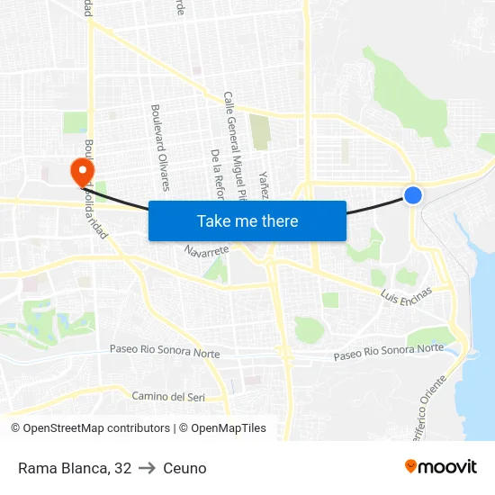 Rama Blanca, 32 to Ceuno map