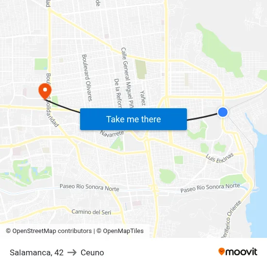 Salamanca, 42 to Ceuno map
