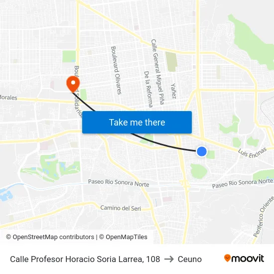 Calle Profesor Horacio Soria Larrea, 108 to Ceuno map