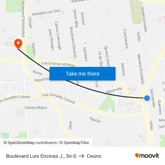 Boulevard Luis Encinas J., Sn-S to Ceuno map