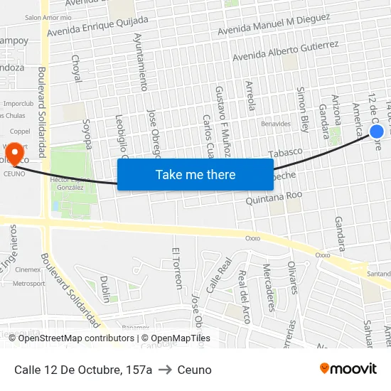 Calle 12 De Octubre, 157a to Ceuno map
