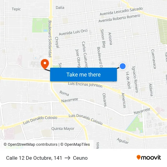 Calle 12 De Octubre, 141 to Ceuno map