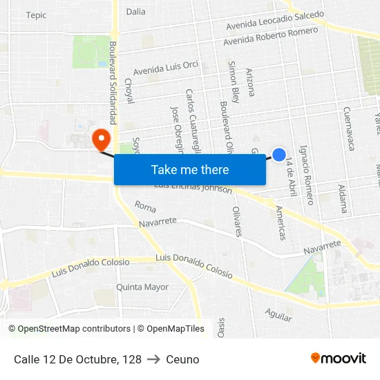 Calle 12 De Octubre, 128 to Ceuno map