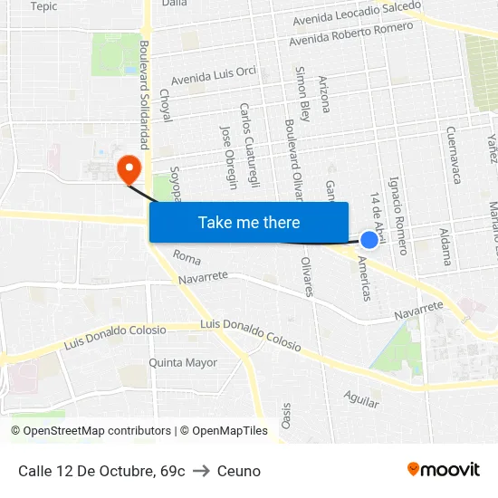 Calle 12 De Octubre, 69c to Ceuno map