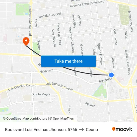 Boulevard Luis Encinas Jhonson, 5766 to Ceuno map
