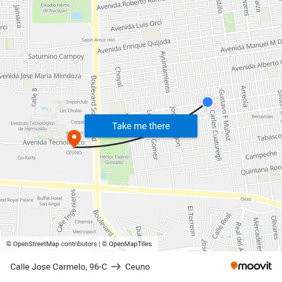 Calle Jose Carmelo, 96-C to Ceuno map