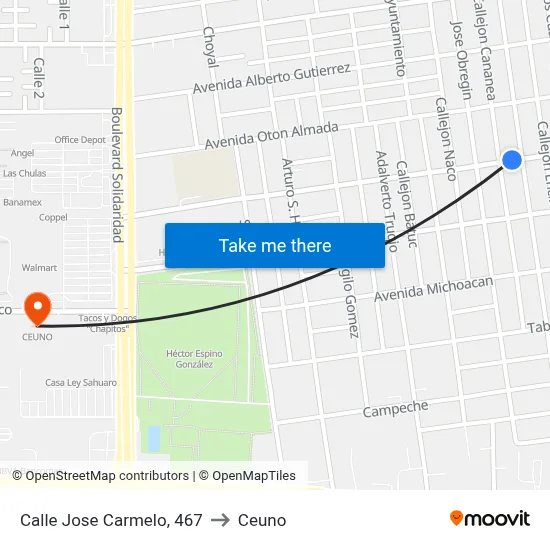 Calle Jose Carmelo, 467 to Ceuno map