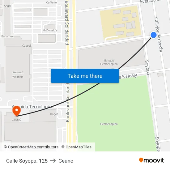 Calle Soyopa, 125 to Ceuno map