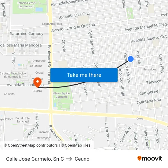 Calle Jose Carmelo, Sn-C to Ceuno map