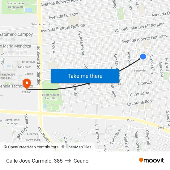 Calle Jose Carmelo, 385 to Ceuno map