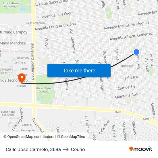 Calle Jose Carmelo, 368a to Ceuno map