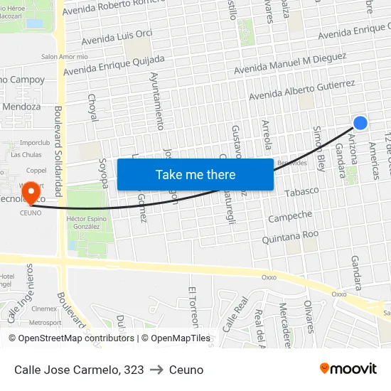 Calle Jose Carmelo, 323 to Ceuno map