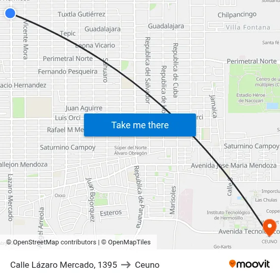 Calle Lázaro Mercado, 1395 to Ceuno map