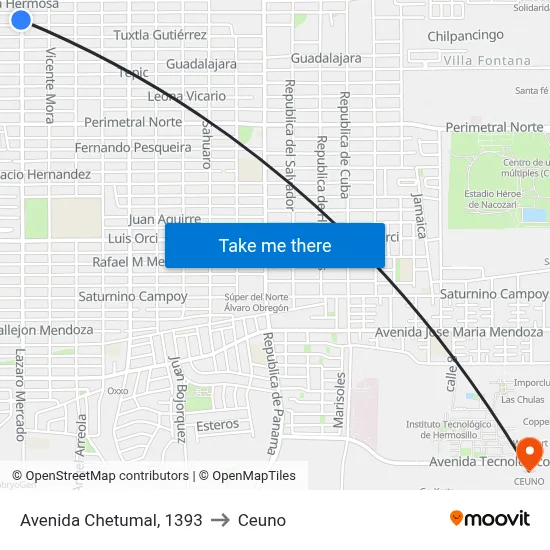 Avenida Chetumal, 1393 to Ceuno map