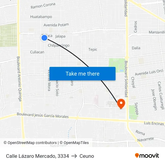 Calle Lázaro Mercado, 3334 to Ceuno map