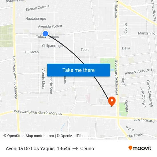 Avenida De Los Yaquis, 1364a to Ceuno map