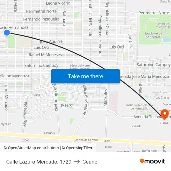 Calle Lázaro Mercado, 1729 to Ceuno map
