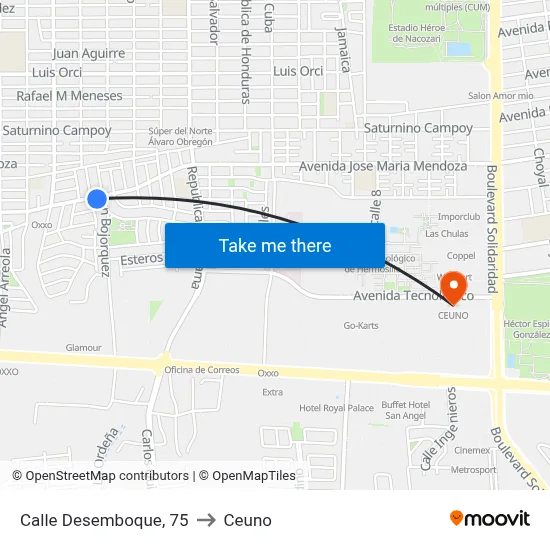 Calle Desemboque, 75 to Ceuno map