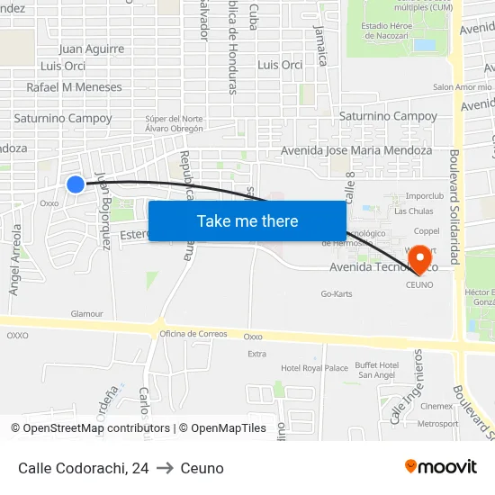 Calle Codorachi, 24 to Ceuno map