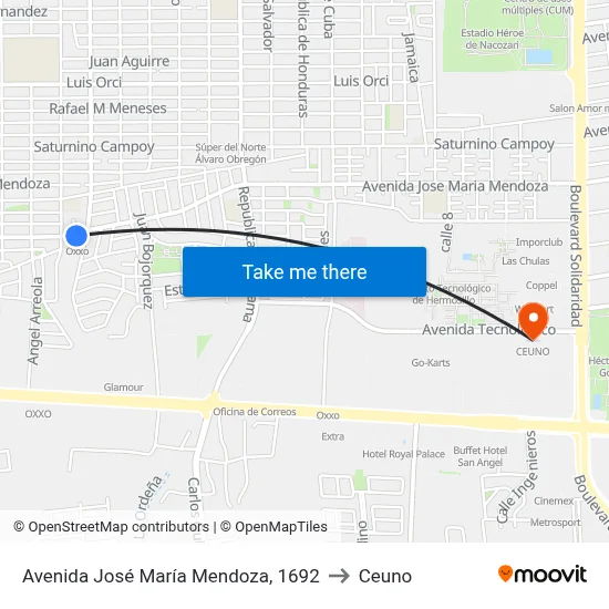 Avenida José María Mendoza, 1692 to Ceuno map