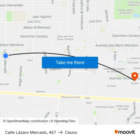 Calle Lázaro Mercado, 467 to Ceuno map