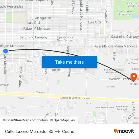 Calle Lázaro Mercado, 85 to Ceuno map