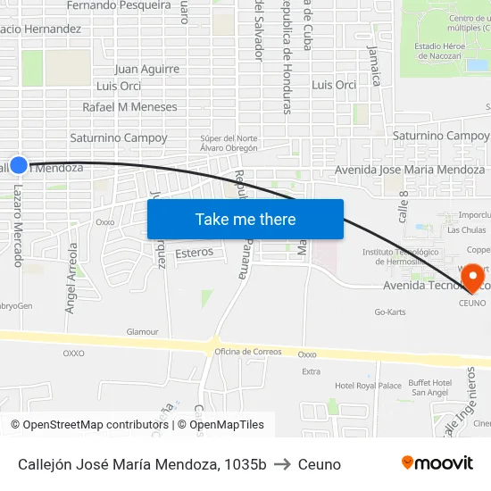 Callejón José María Mendoza, 1035b to Ceuno map
