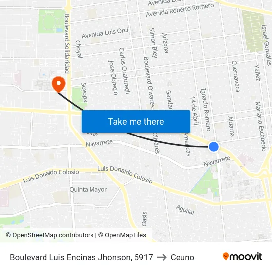 Boulevard Luis Encinas Jhonson, 5917 to Ceuno map