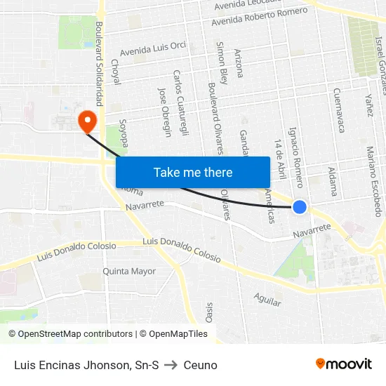 Luis Encinas Jhonson, Sn-S to Ceuno map