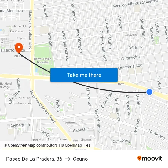Paseo De La Pradera, 36 to Ceuno map