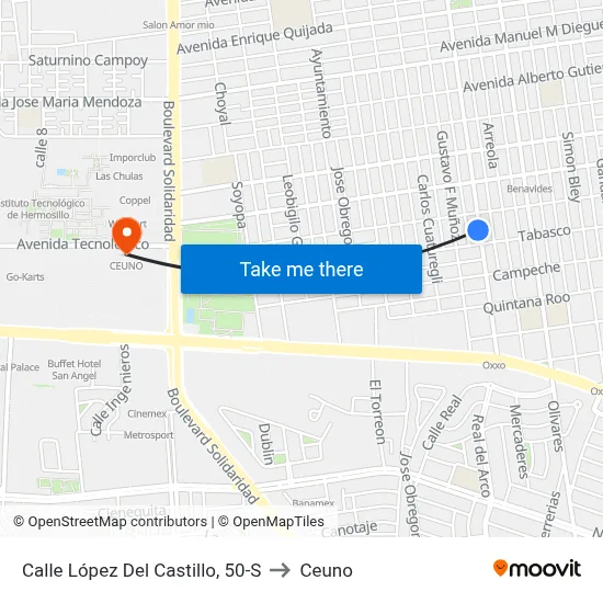 Calle López Del Castillo, 50-S to Ceuno map