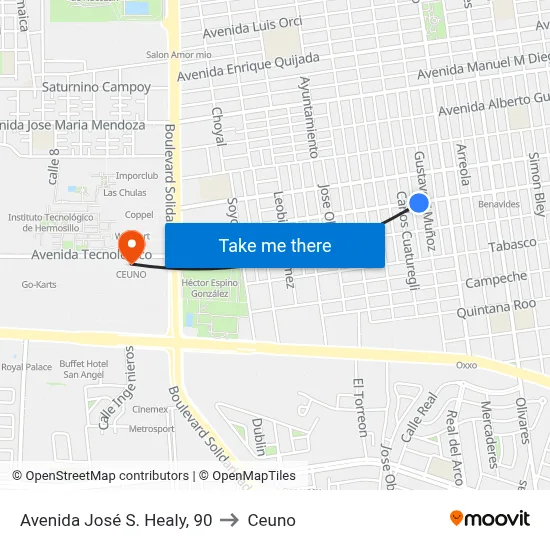Avenida José S. Healy, 90 to Ceuno map