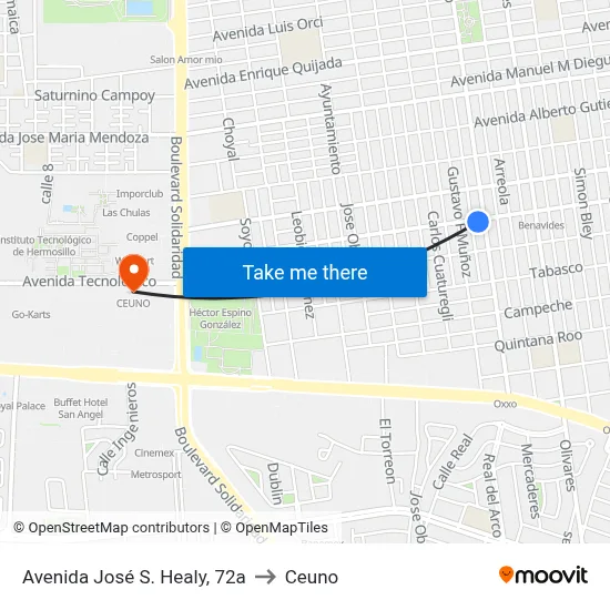 Avenida José S. Healy, 72a to Ceuno map