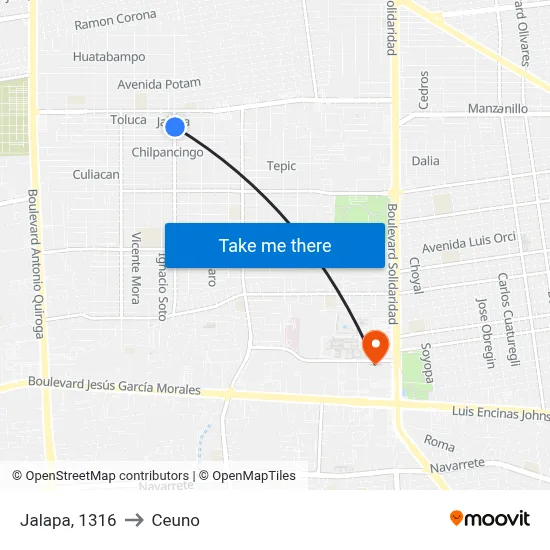 Jalapa, 1316 to Ceuno map