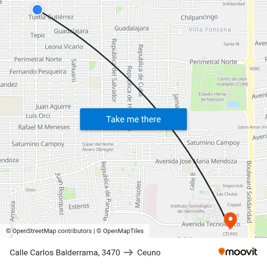 Calle Carlos Balderrama, 3470 to Ceuno map