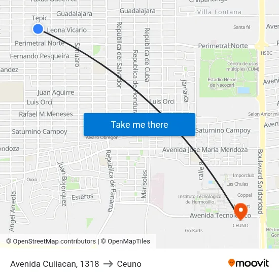 Avenida Culiacan, 1318 to Ceuno map