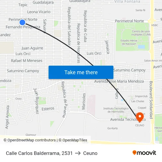 Calle Carlos Balderrama, 2531 to Ceuno map