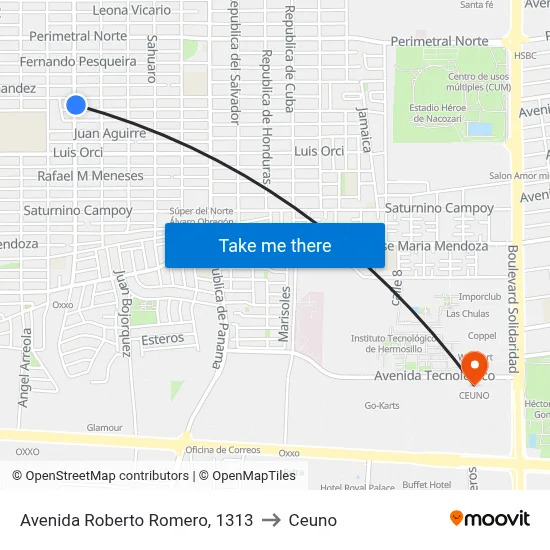 Avenida Roberto Romero, 1313 to Ceuno map