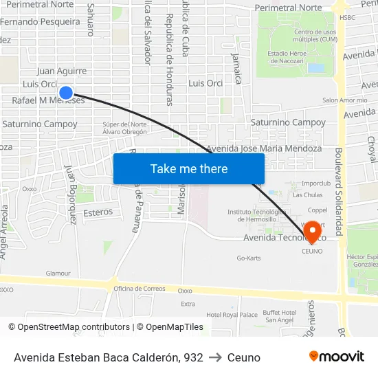 Avenida Esteban Baca Calderón, 932 to Ceuno map