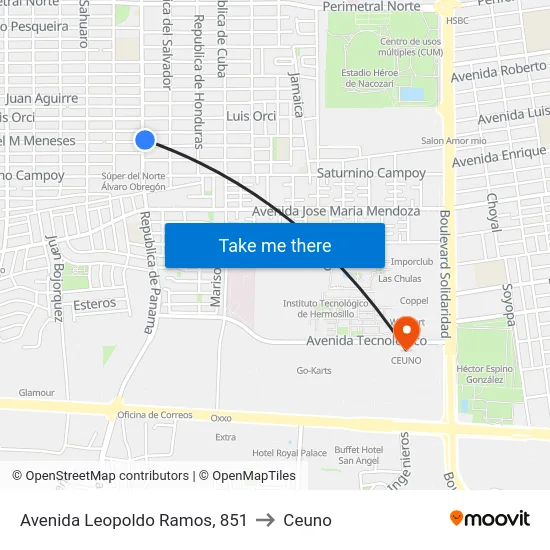Avenida Leopoldo Ramos, 851 to Ceuno map