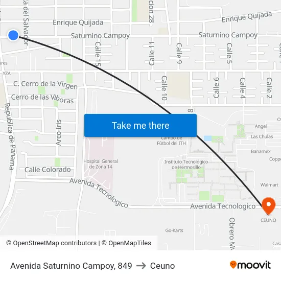Avenida Saturnino Campoy, 849 to Ceuno map