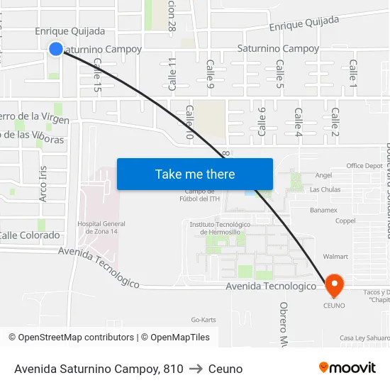 Avenida Saturnino Campoy, 810 to Ceuno map