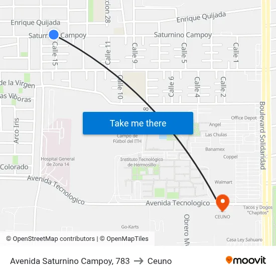 Avenida Saturnino Campoy, 783 to Ceuno map