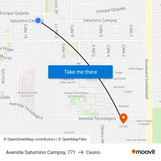Avenida Saturnino Campoy, 771 to Ceuno map