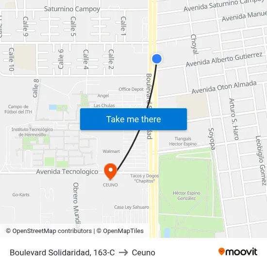 Boulevard Solidaridad, 163-C to Ceuno map