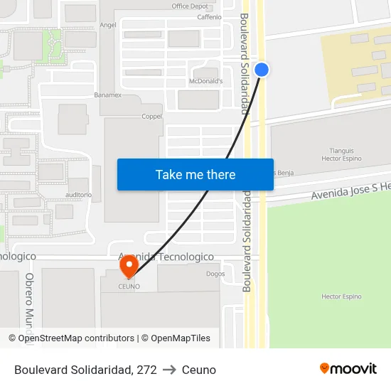 Boulevard Solidaridad, 272 to Ceuno map